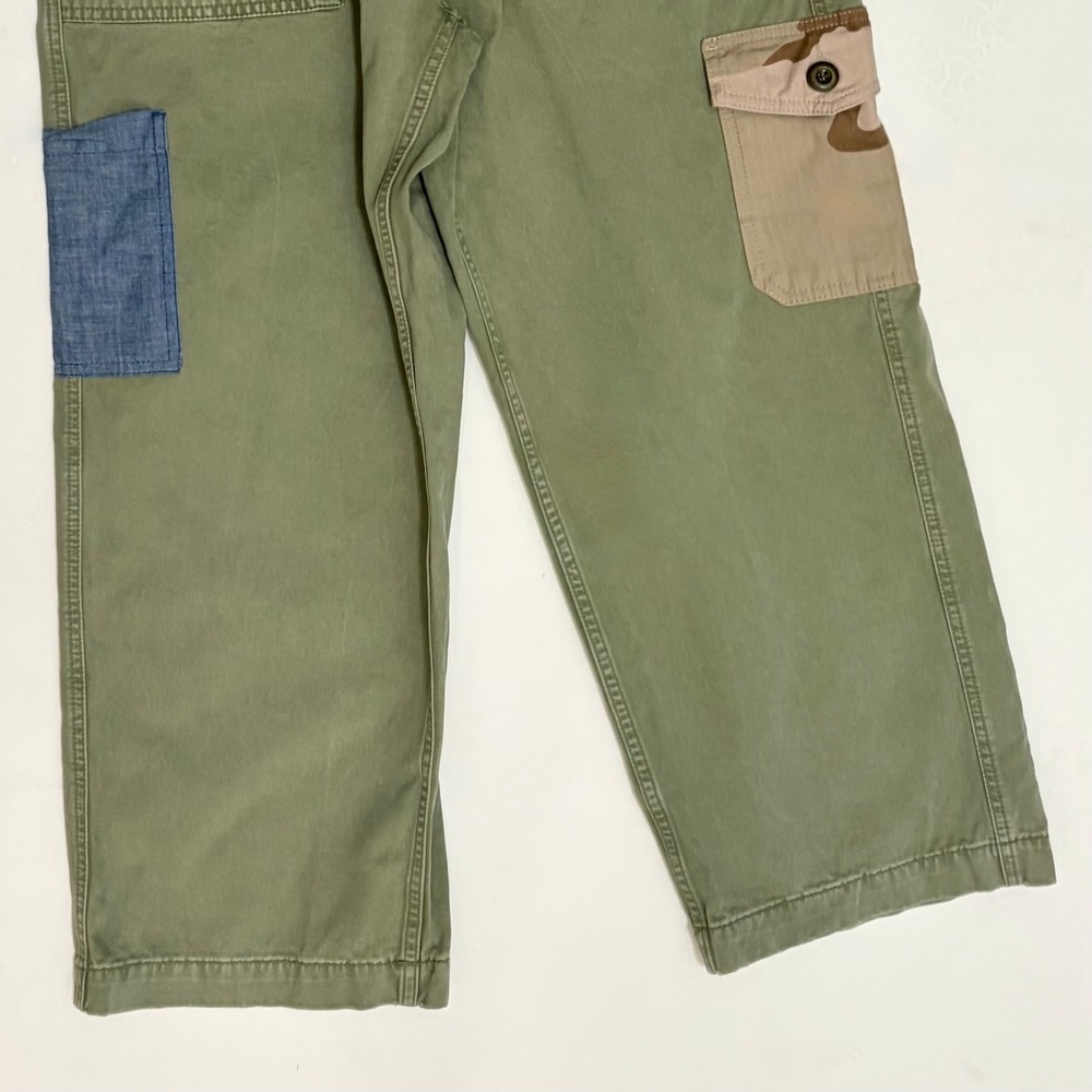 ROY ROGERS Green Cargo Pants Pockets Patches Retro Cropped Roy Roger's Size 31 - Picture 5 of 13